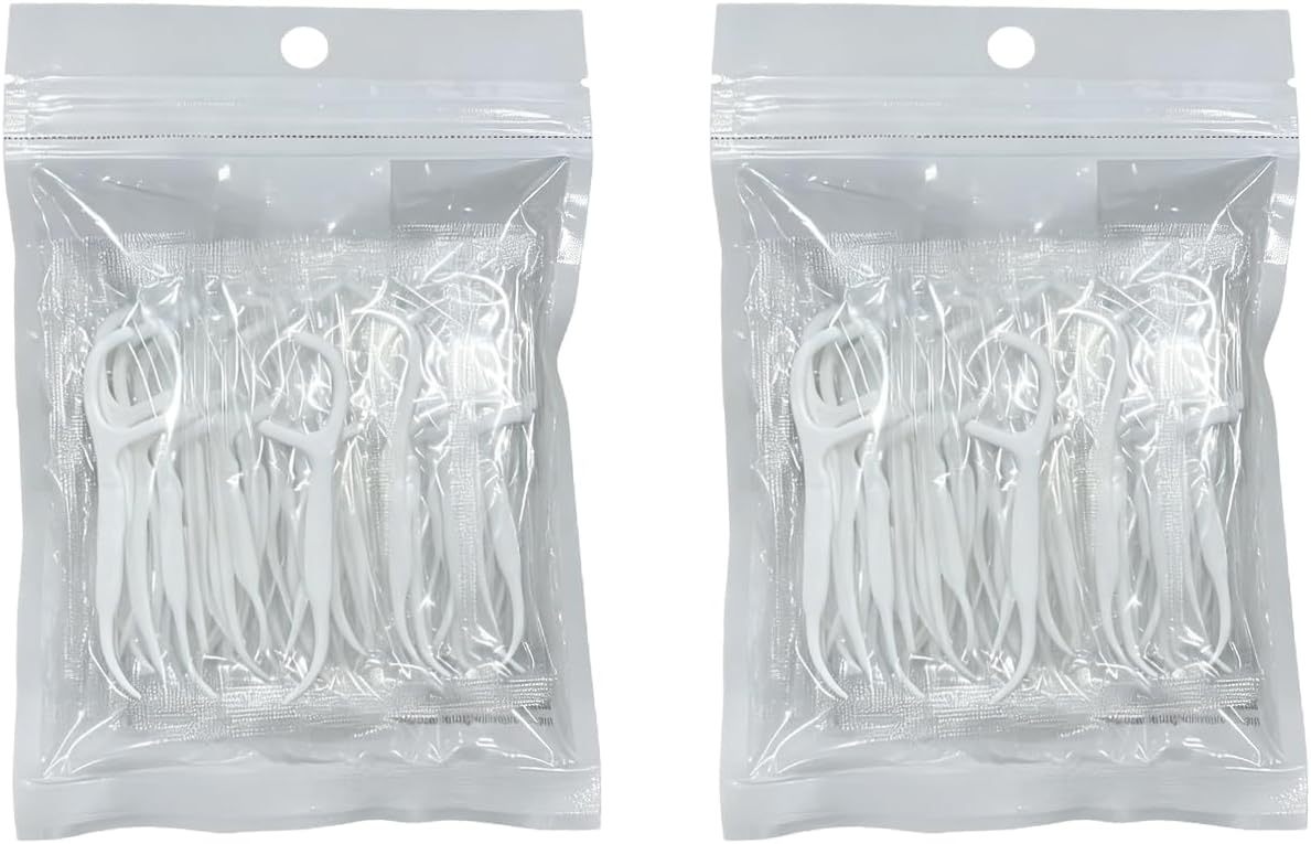 Gear Style Automatic Pop-up Floss Pick Dispenser Set- Portable and Refillable, Dental Floss Storage Box, Tooth Picks Holder for Home and Travel Useb (White)