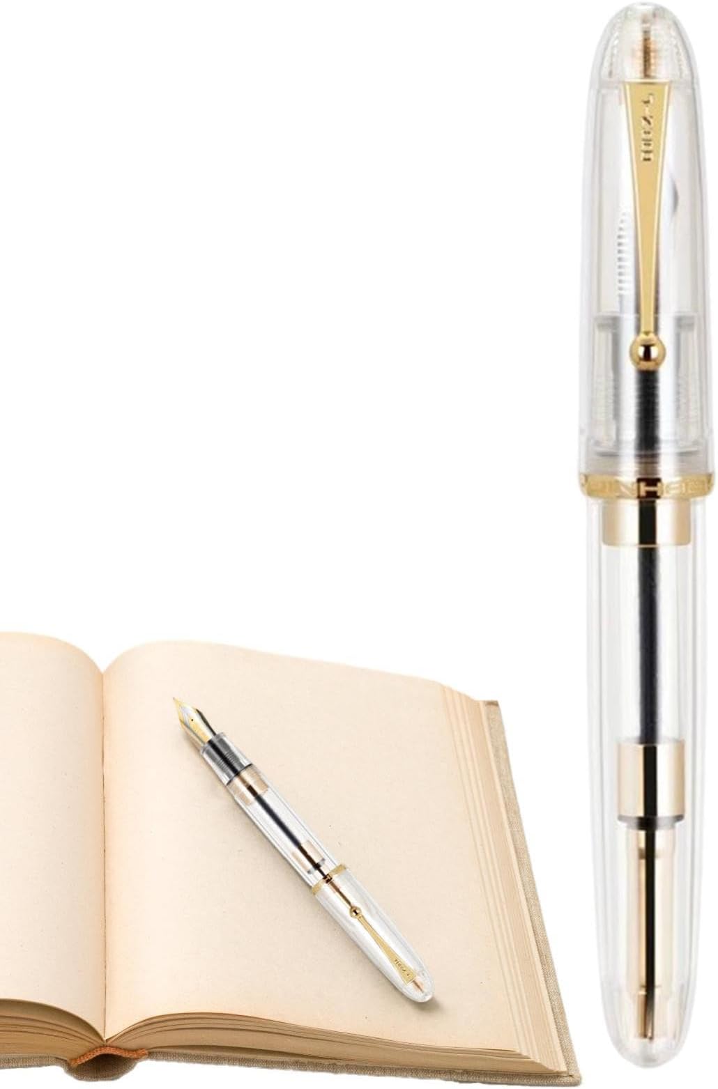 Business Fountain Pen | Metal Tip 9019 Resin Pen with High Capacity Ink Converter,Elegant Gold Clip Gift for Colleagues, Long Lasting Pens for Home, School