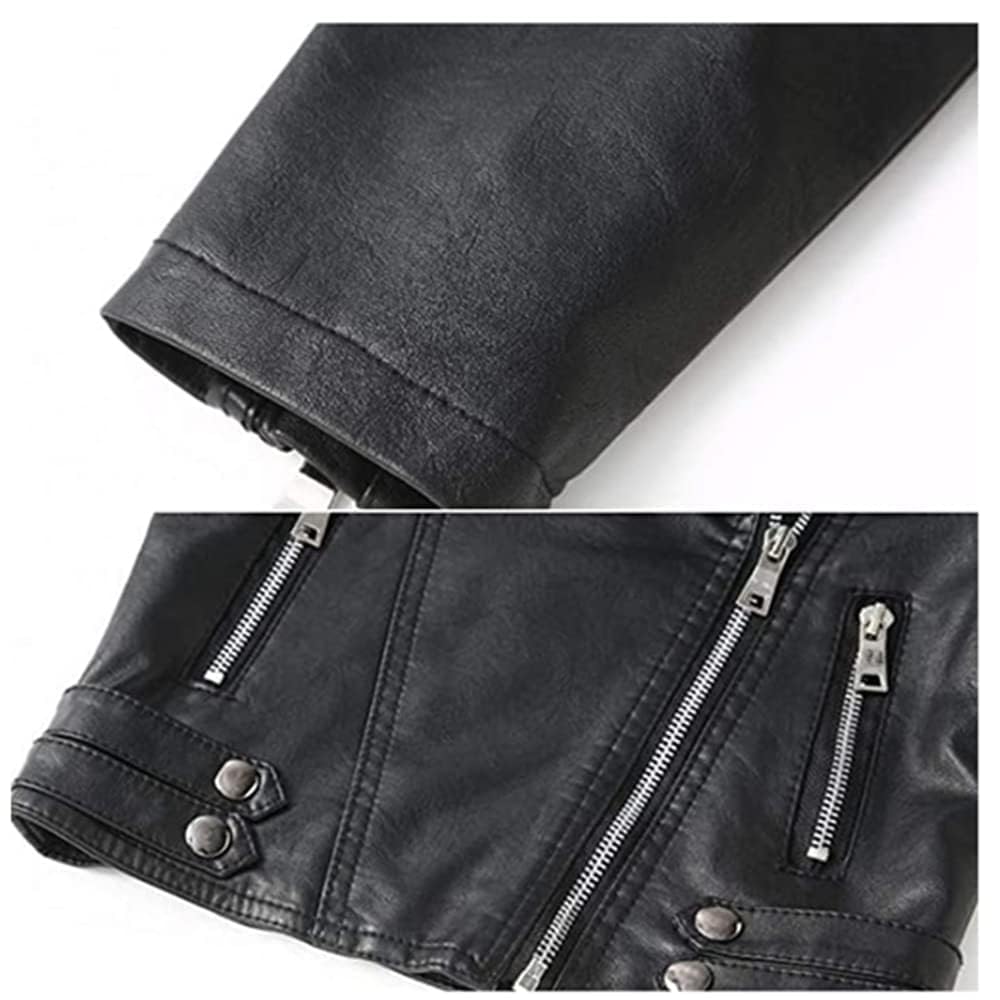 Enfant Manteau Garçons Filles Veste en Simili Cuir Blouson Motard Printemps Automne 2-9 Ans
