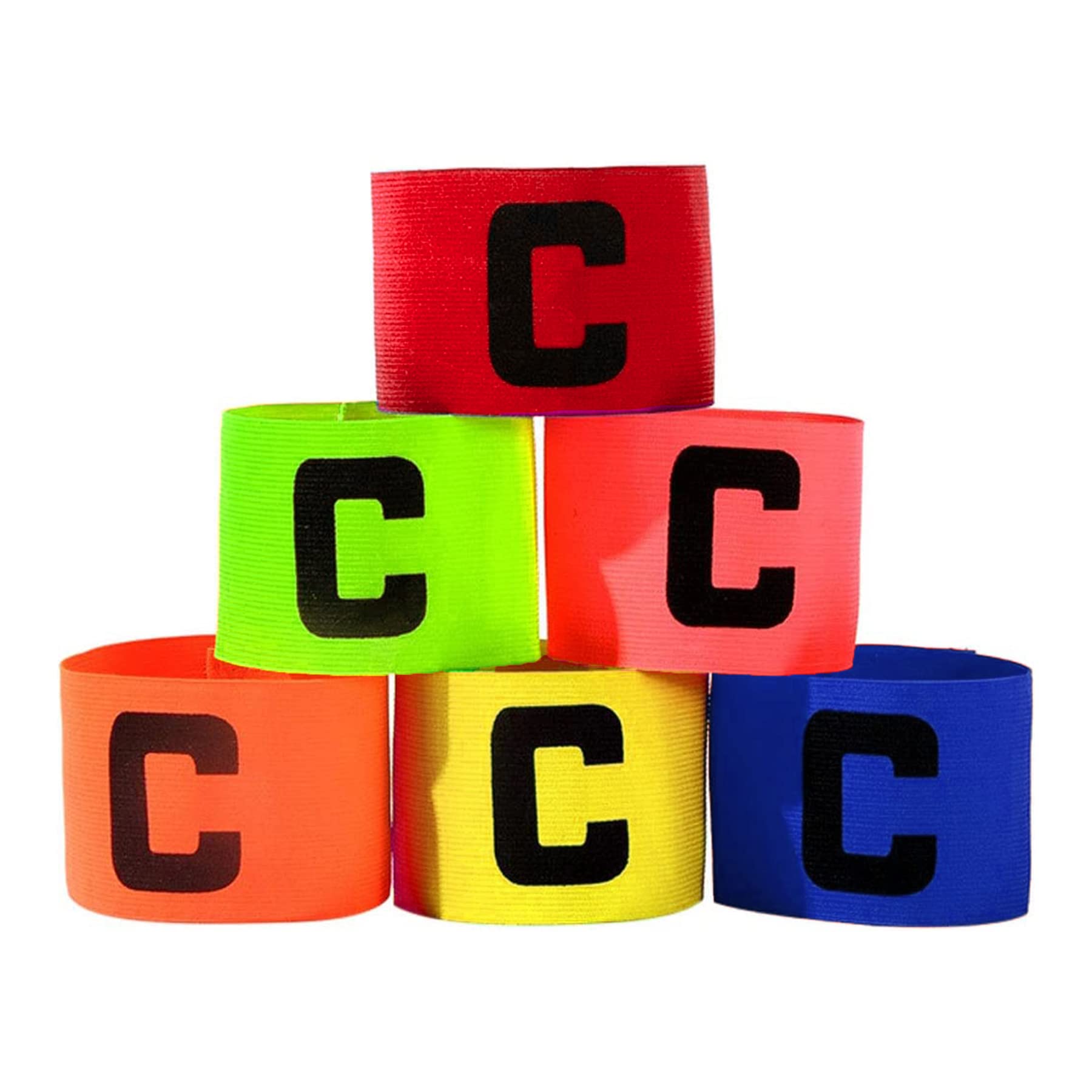 6 Fasce Da Capitano Colorate Per Calcio - Elastiche E Regolabili, Con Lettera C, Per Sport Di Squadra - Foto 5