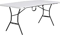 Lifetime 6 ft Fold-in-Half Folding Table, White Granite, Light Commercial - Durable, Stable & Weather-Resistant