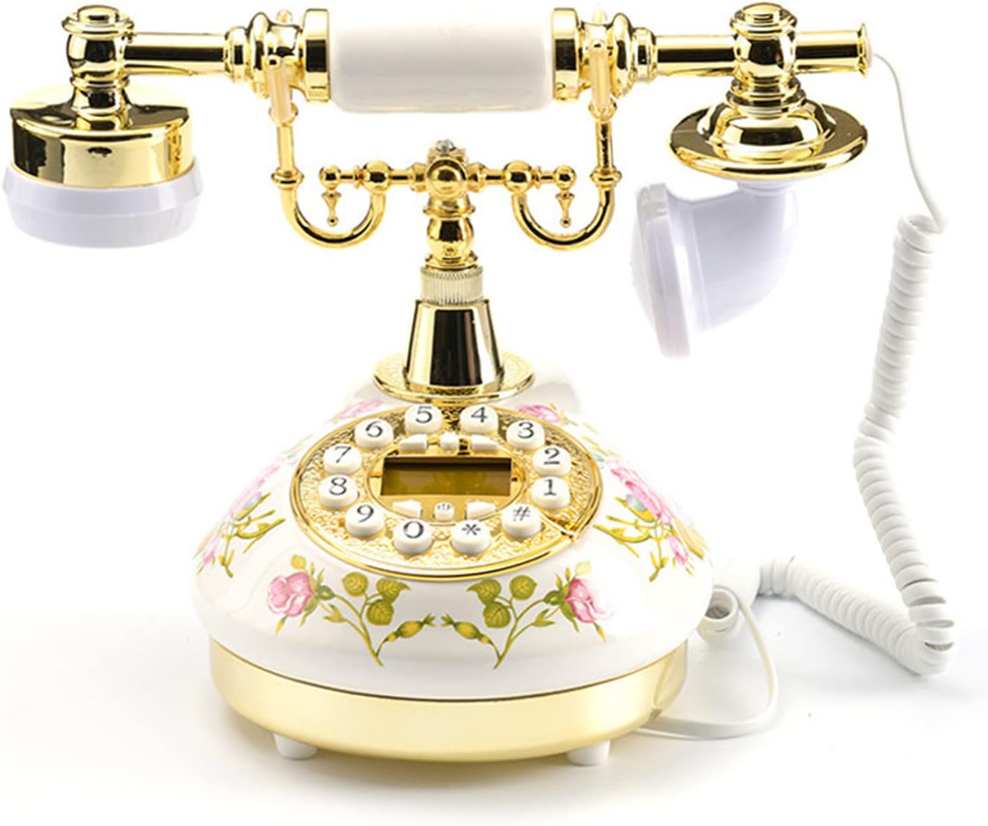 Rotary Phone Retro Ceramics Phone Ornament 60S Vintage Old Telephone Landline Corded Landline Phones