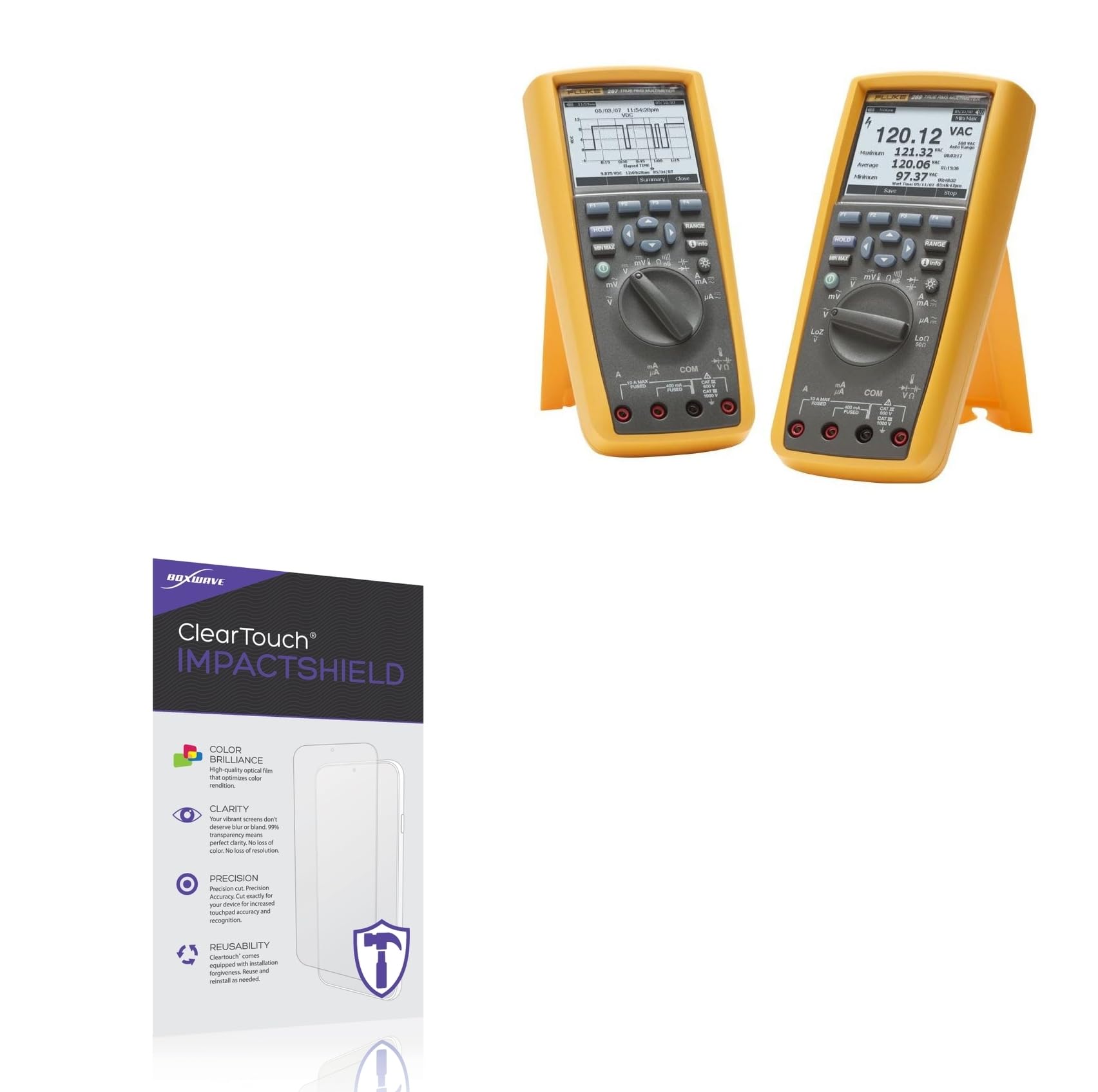 BoxWave Screen Protector Compatible with Fluke 289 - ClearTouch ImpactShield (2-Pack), Impenetrable Screen Protector Flexible Film