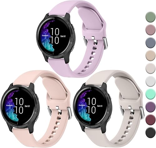 Miniatura 9 de Correas de silicona compatibles con Garmin Venu 2 Plus, Venu Sq, Venu, Vivoactive 3, Vivoactive 5, correa de repuesto deportiva de silicona suave de
