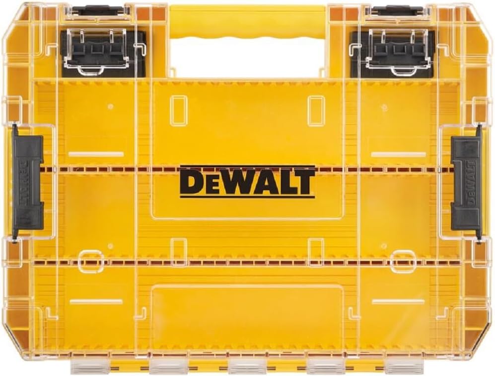 DEWALT Tough Case (Large) with Dividers Organizer, Tool Box, Storage Case, Tool Box, Transparent Lid, Removable Tray, Stacked Storage, Screws, Bits, Small Storage