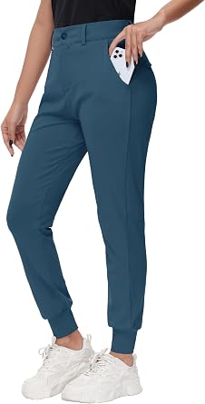 MIVEI Womens Stretch Golf Joggers Pants - Tapered Dress Casual Athletic Travel Work Sweatpants with Zipper Pockets UP50