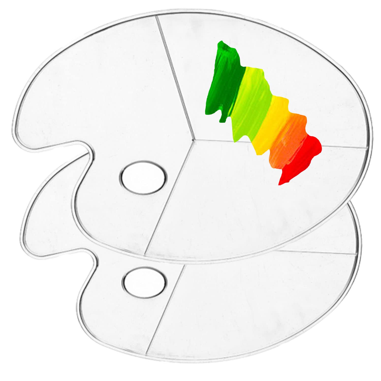 Large Acrylic Paint Palette , Clear Oval-Shaped Non-Stick Acrylic Oil Paint Mixing Tray, Comfortable to Hold & Easy to Clean, for DIY Art Painting Plate (Big Size) 2pcs 15.8 x 11.8 inches