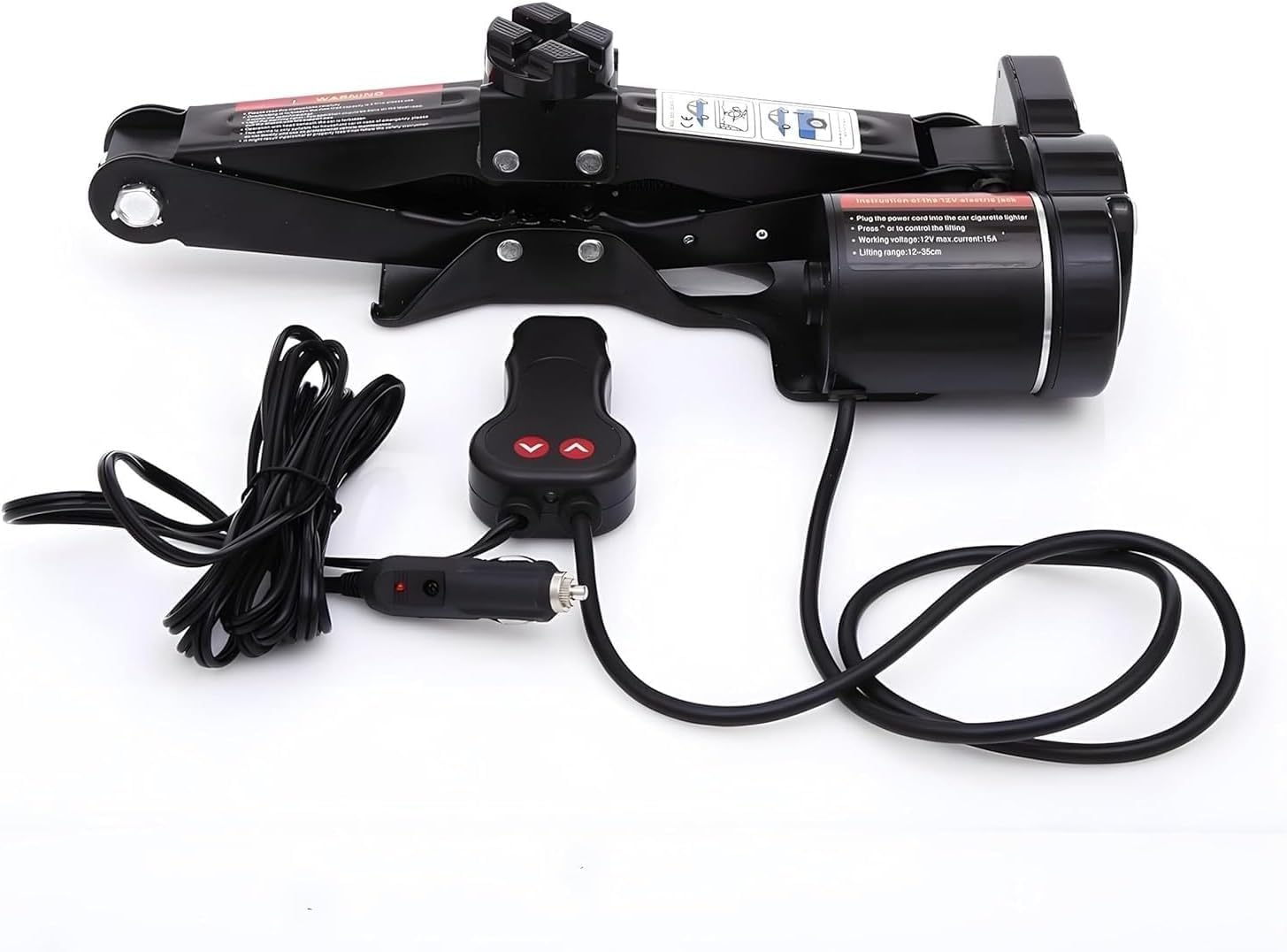12V DC Electric Scissor Jack Tool Kit Lift up to 2 Ton Weight Electric Floor Jack Height up to 13.8 Inches for Cars, Sedans, and Small SUVs
