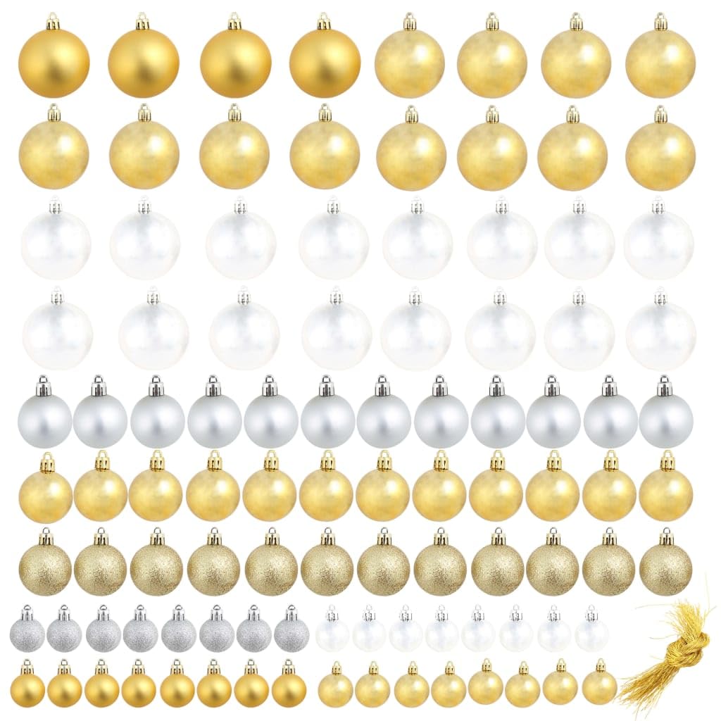 Artículo para el hogar y el jardín, bolas de Navidad, 100 unidades, plateado/dorado