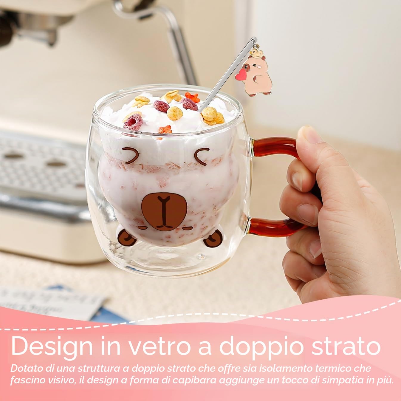 Regali per donne, oggetti dolci Capybara, bicchieri da caffè a doppia parete, tazze Kawaii per cappuccino, tè, espresso, latte macchiato, bicchieri, regali di Natale, regalo di compleanno, regali