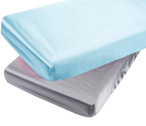 Sábanas de satén ajustadas compatibles con 4moms Breeze Plus Playard y otros colchones de corralito grandes, para proteger el pelo y la piel del Sábanas de satén ajustadas compatibles con 4moms Breeze Plus Playard y otros colchones de corralito grandes, para proteger el pelo y la piel del