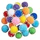 FadyDail 30 Stück 3cm glitzernde Katzenbälle Katzenspielzeug, Katzenbälle Pomponbälle, Lametta Bälle für Katzen, interaktives Katzenspielzeug Bälle