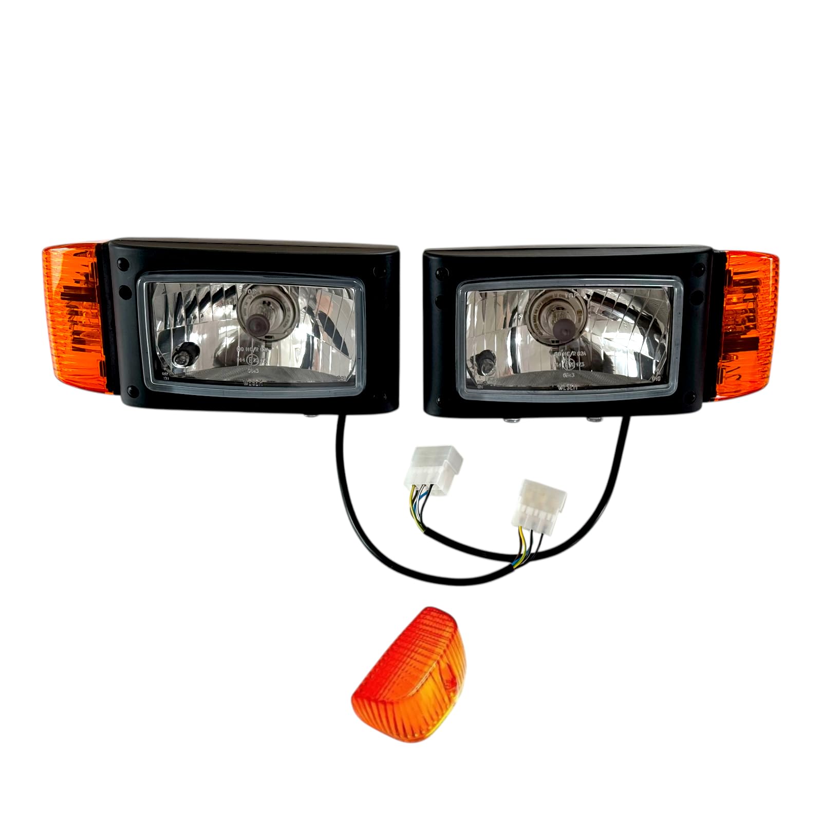 Piloto Intermitente 2 faros H4 con intermitentes de 12 V, cargador de ruedas, remolcadores, para construcción, para nieve y pantalla de lámpara
