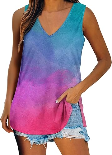 kangguolai Wardrobe Women Fall Women Fashion Sleeveless V Neck Workout Tops Printed Casual Athletic T Shirts Blouse