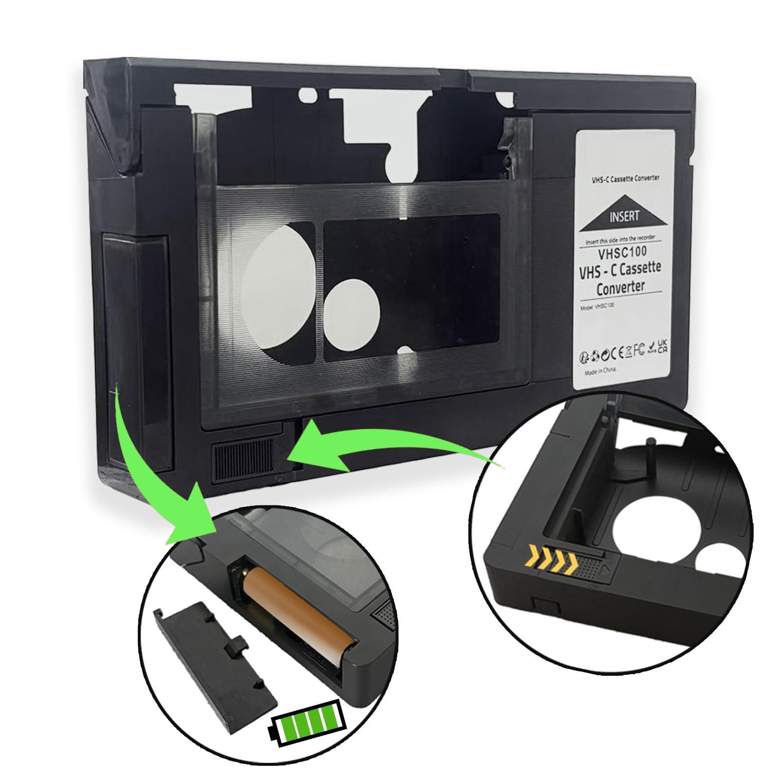 Adaptador de casete de cinta VHS-C para videocámaras motorizado, ideal para reproductor de videocámaras, reproductor de casete de video y conversión VHS a digital