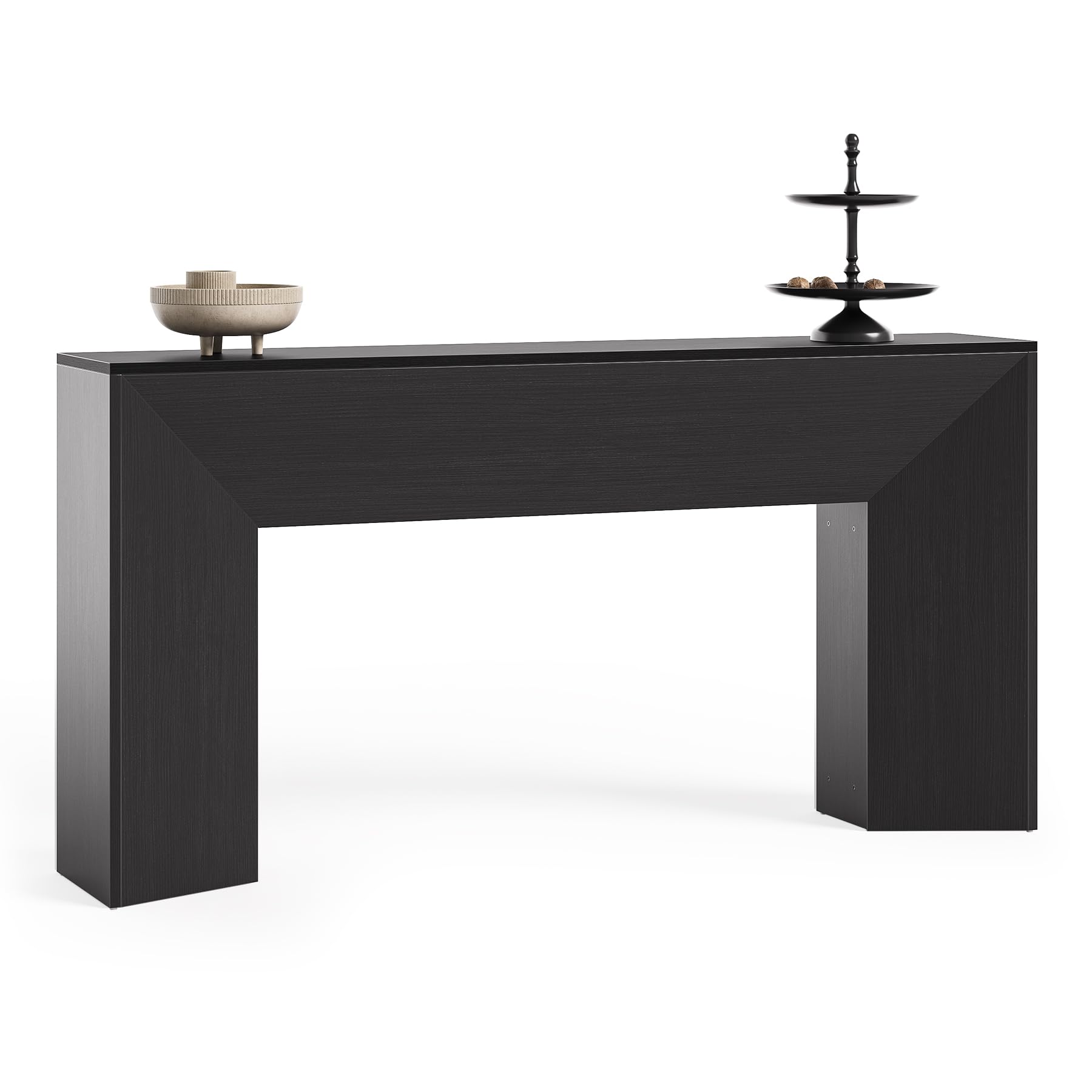LITTLE TREE Console Table for Entryway, 63 Inches Extra Long Black Wooden Sofa Table for Living Room, Modern Hallway Foyer Table for Entrance, Easy Assembly