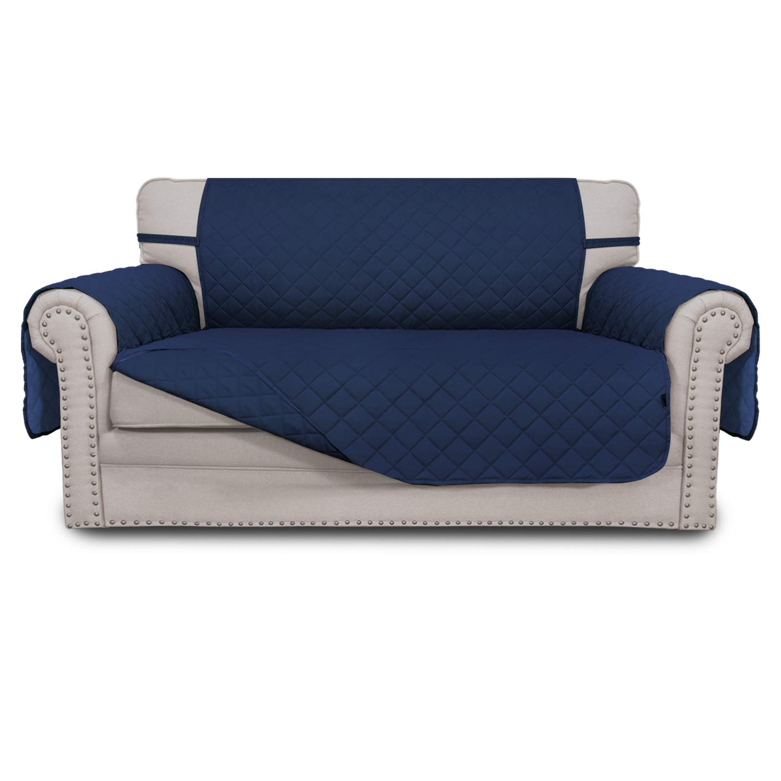 Easy-Going Reversible Couch Cover, 2 Cushion Sofa, Loveseat, Navy/Navy
