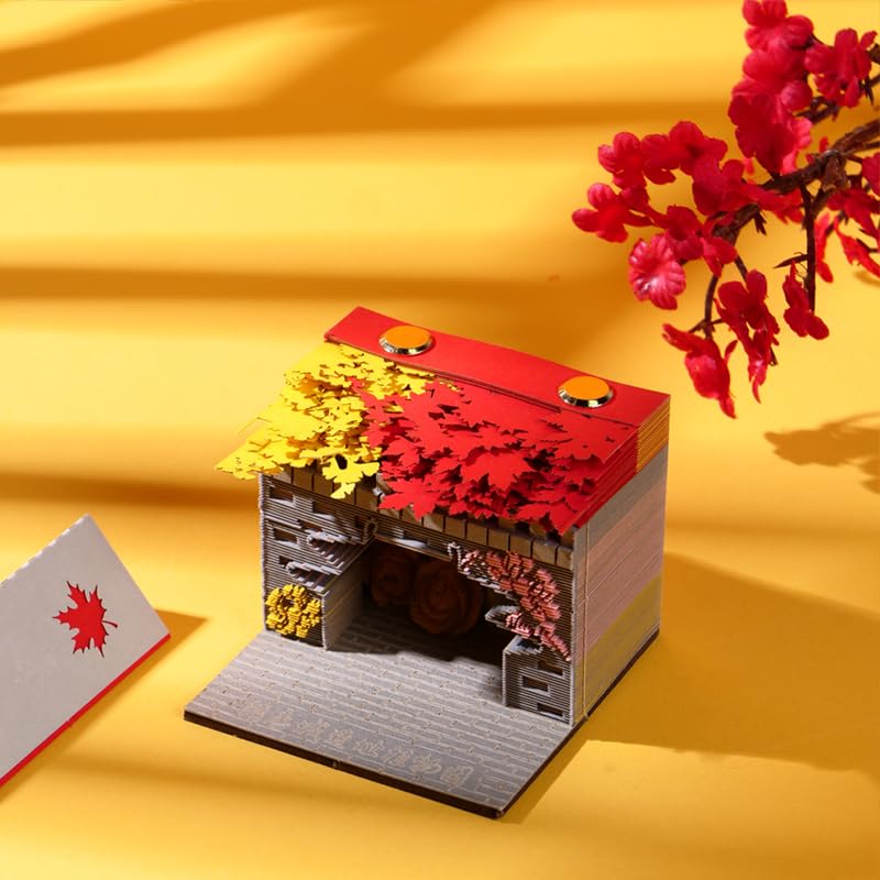 Buddhist Pagoda Tear-Off Notepad | Jiming Temple Laser-Carved Memo Cube | Zen Meditation Notebook for Desk Organization (Ming Dynasty Architecture)​ (Complete set (one each of 5 styles))