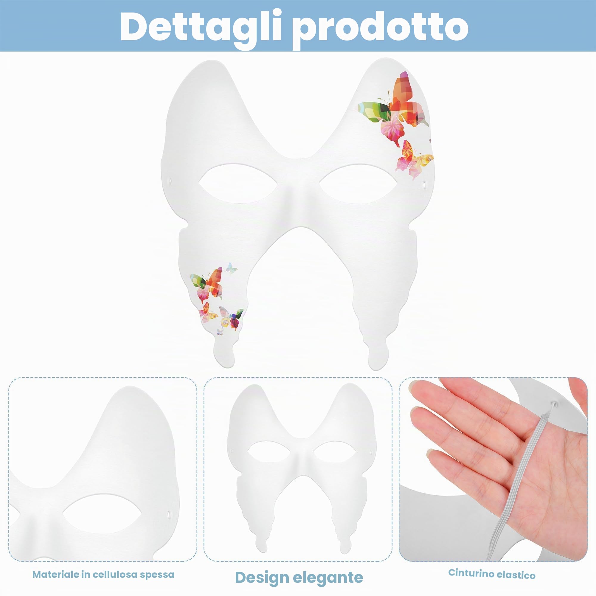 40 maschere di carta bianca per fai da te, mezza faccia, dipinte a mano, per graffiti, con pennelli acrilici, per feste di Halloween, carnevale, cosplay, feste