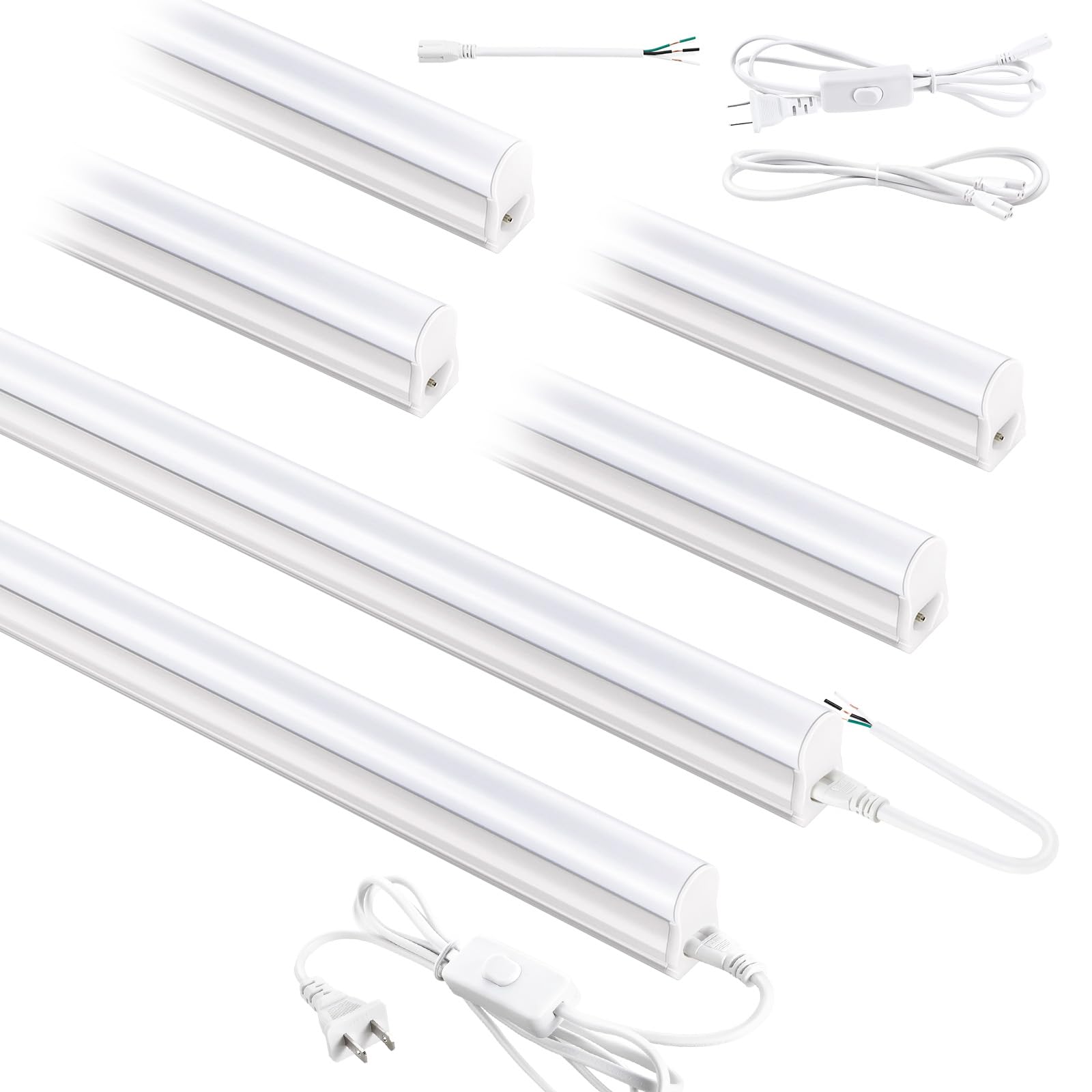 Photo 1 of (6 Pack) 4FT LED Shop Lights, 2300LM 6500K Bright White, 20W Linkable Shop Lights, Plug in Shop Lights with ON/Off Switch for Garage Workshop Basement Cabinet, Fluorescent Light Fixtures Replacement