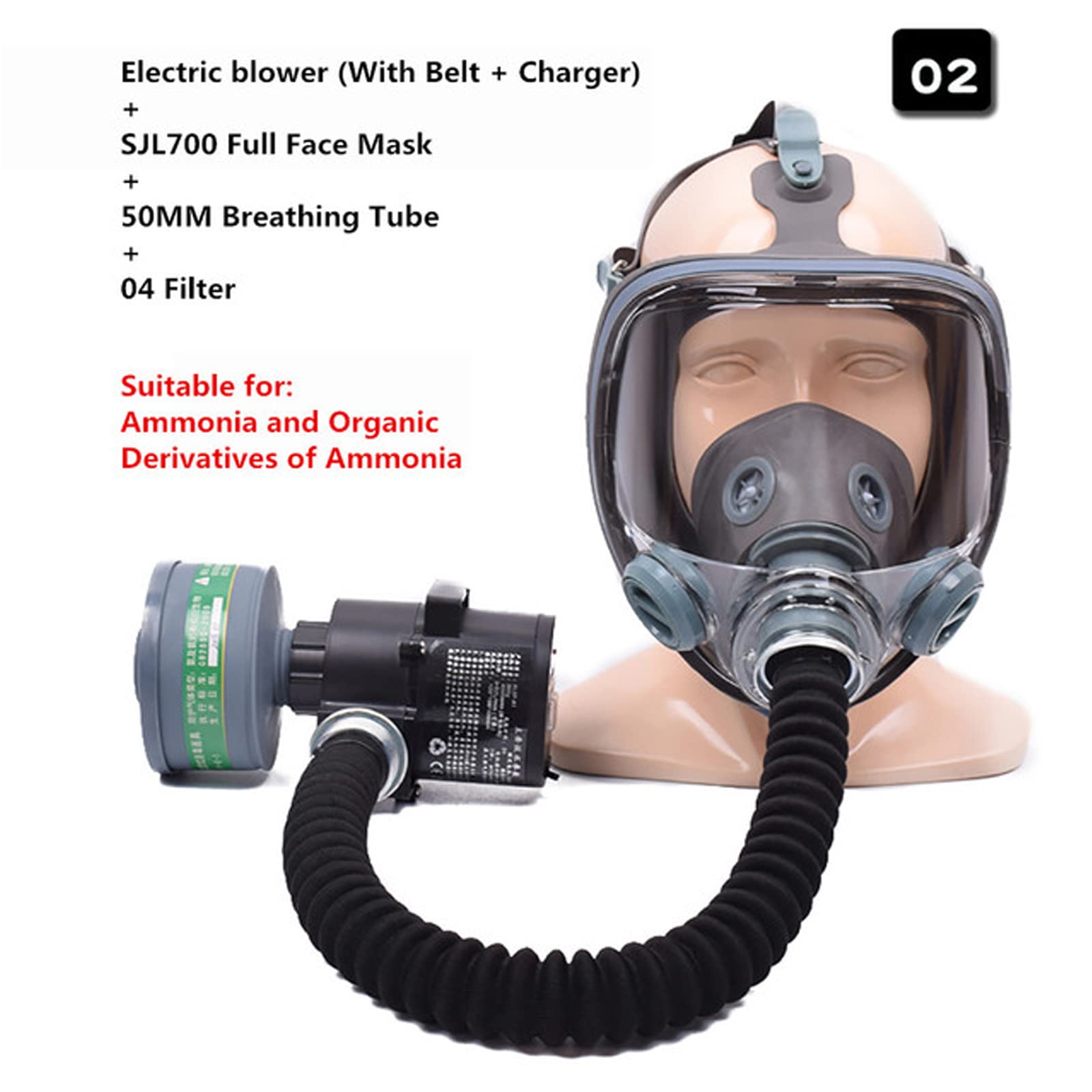 Soplador Eléctrico Recargable, Máscara Facial Completa con Respirador, Máscara Antigás, Máscara Antivaho Hd, Sistema Respiratorio de Protección (Paquete 2)
