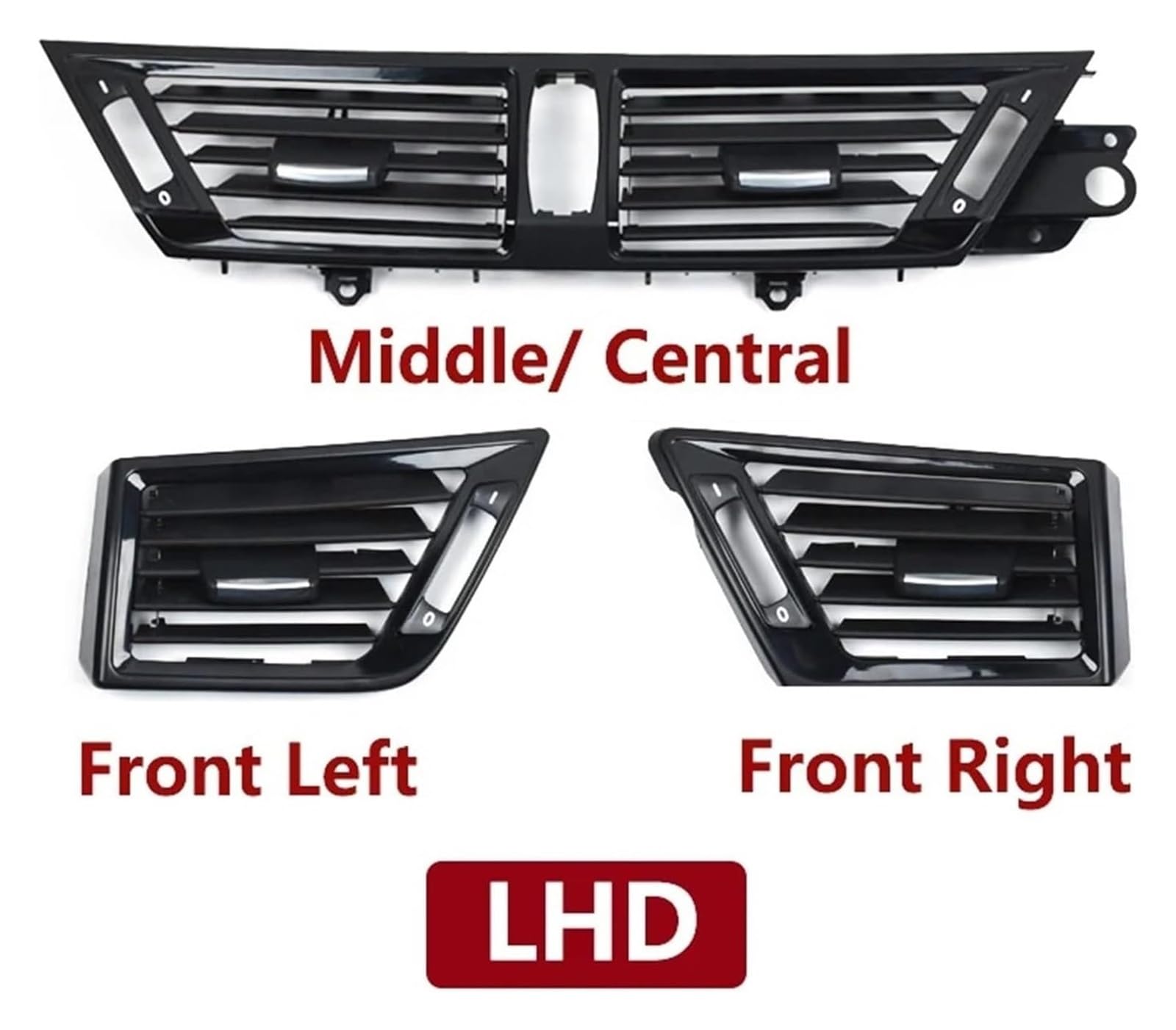 Salida Aire Rejilla para BMW X1 E84 2010-2016 LHD 64229258354 Reemplazo Panel Salida Aire Acondicionado Consola Delantera Tablero(-Right Piano Black)