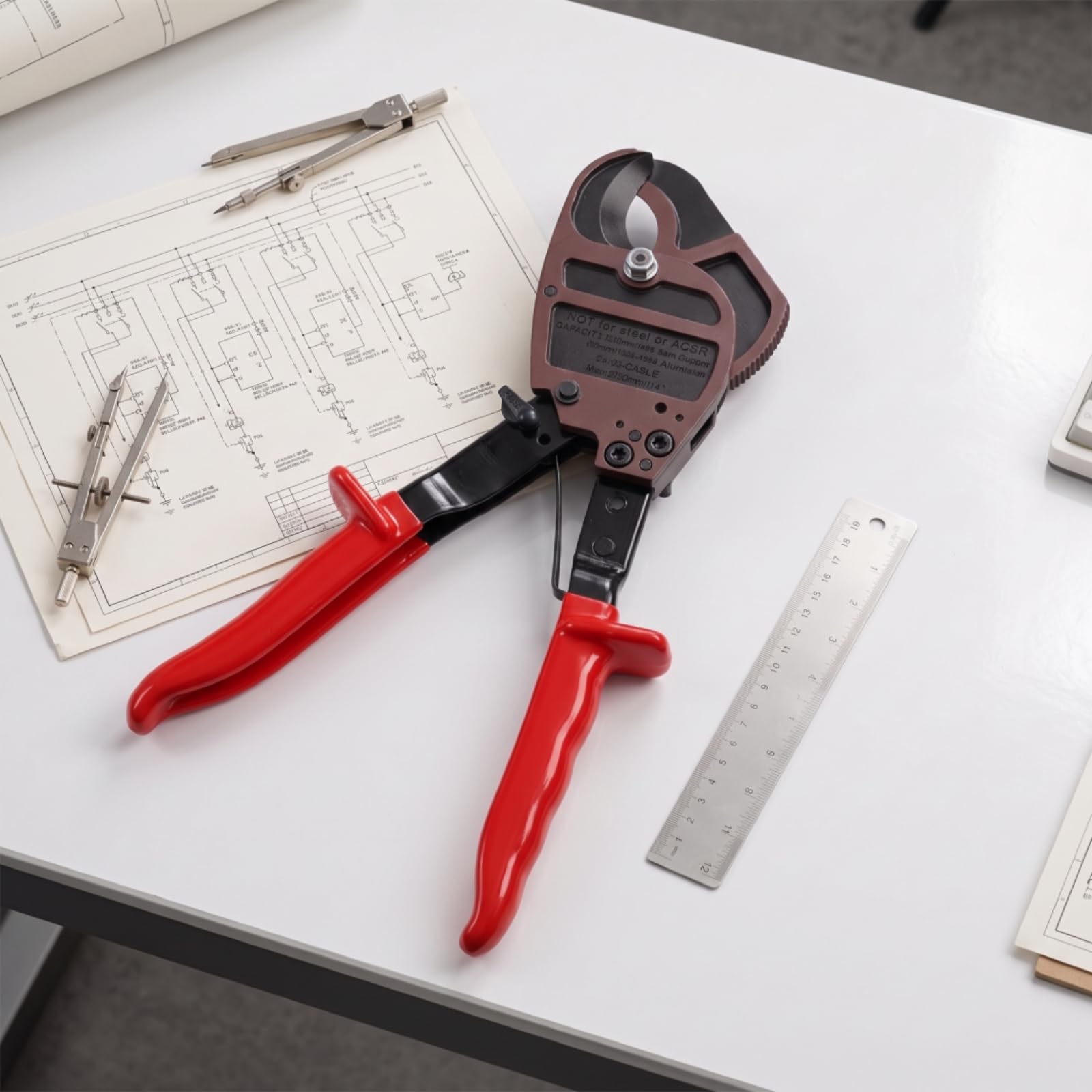Gralara Tronchacavi Manuale Tronchesi Cesoia Cavi Pinza Crimpatrice Utensile Tagliacavi a Cricchetto in Acciaio Legato con Blocco Vicino al E Rilascio Rapido