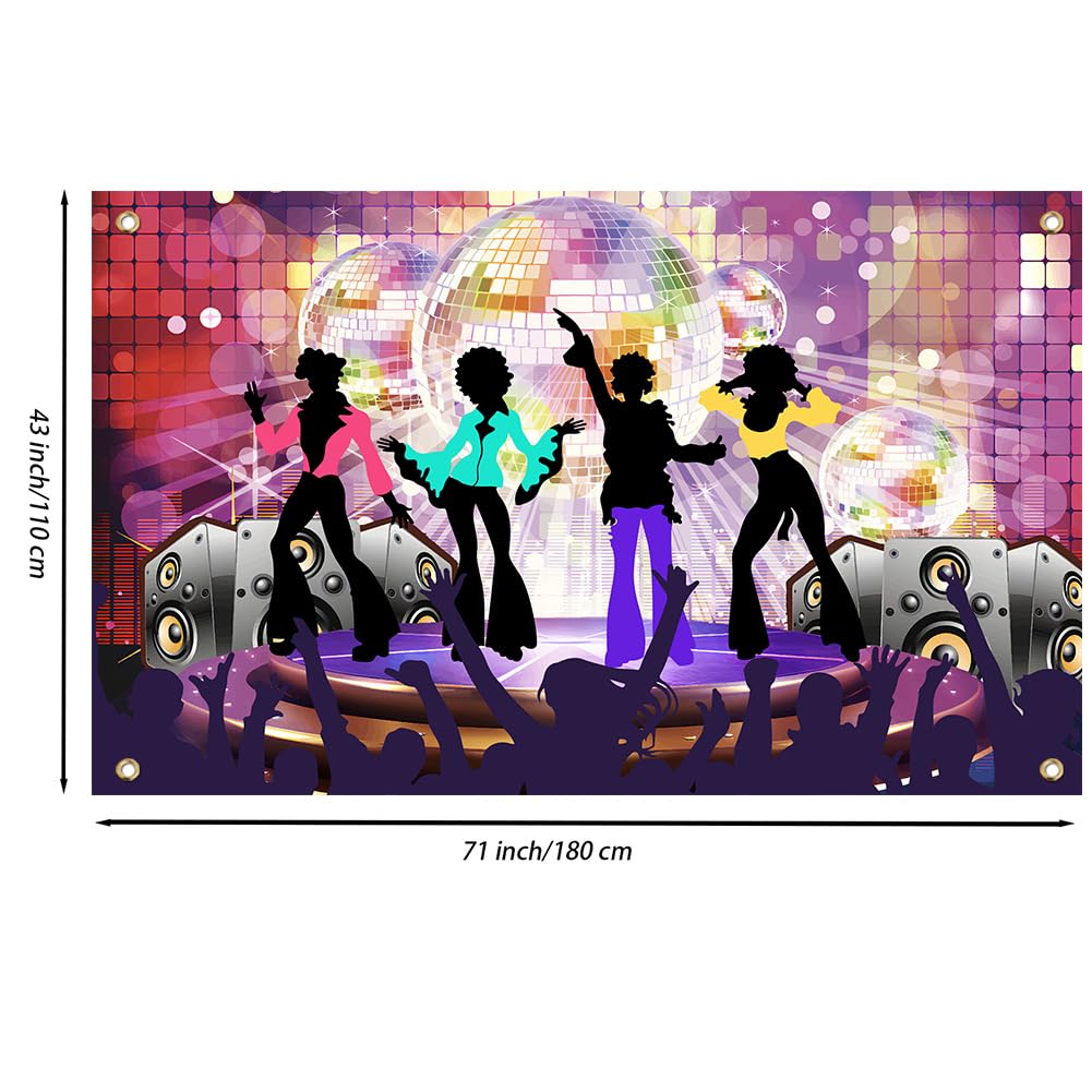 FINGERINSPIRE 70er-Jahre-Party-Banner – 180x110 Cm, Polyester, Mit Aufhängeseil, Für Disco-Party & Foto-Hintergrund