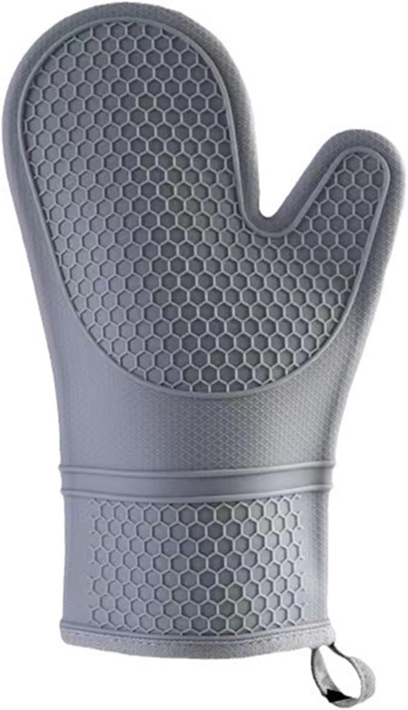 Heat Resistant Silicone Oven Mitts Set with Soft Cotton Lining, Long Flexible Thick Gloves, Kitchen Mitt(Blue 2PCS)