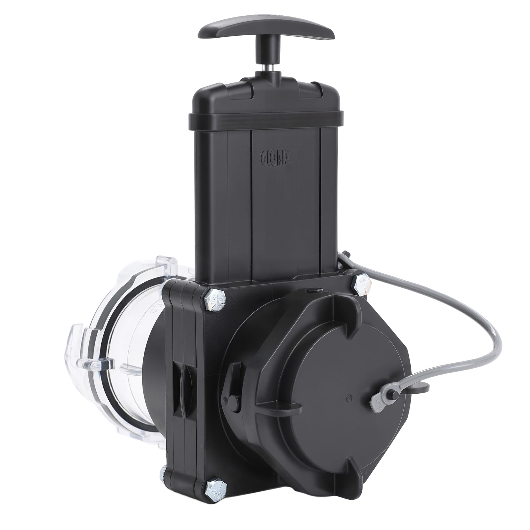 GLOBIZ Twist-On Waste Valve RV Gate Valve with Built-in Clear Adapter Compatible with Most Brands of Bayonet/Lug Adapter UV-Resistant(1Pack) Black&