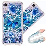 COTDINFORCA iPhone XR Case, 3D Cute Painted Glitter Liquid Sparkle Floating Bling Quicksand Shockpro