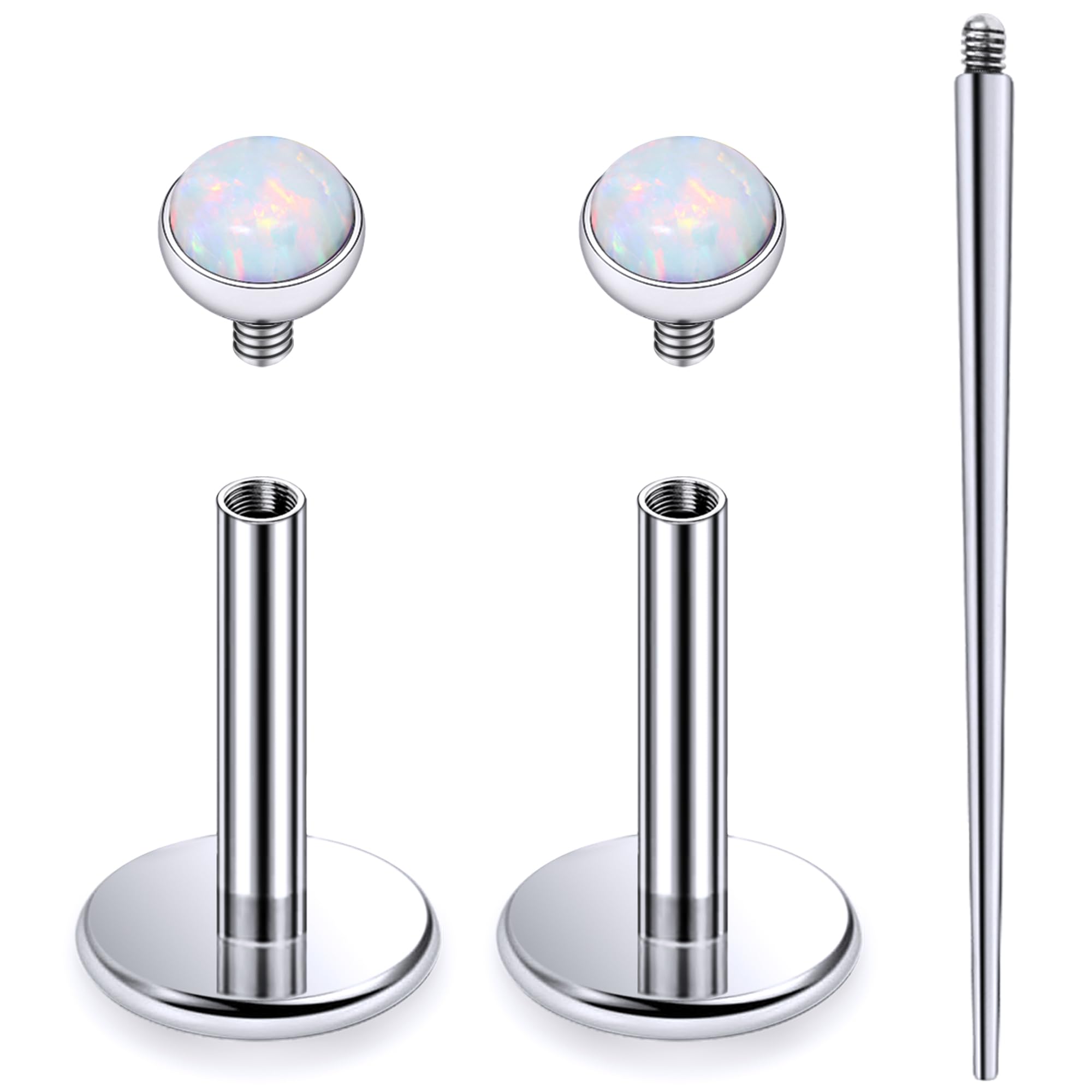 Lsnevsie 20G 18G 16G Internally Threaded Astm F136 Titanium Nose Ring Studs Flat Back Studs Earrings G23 Titanium Tragus Helix Conch Cartilage