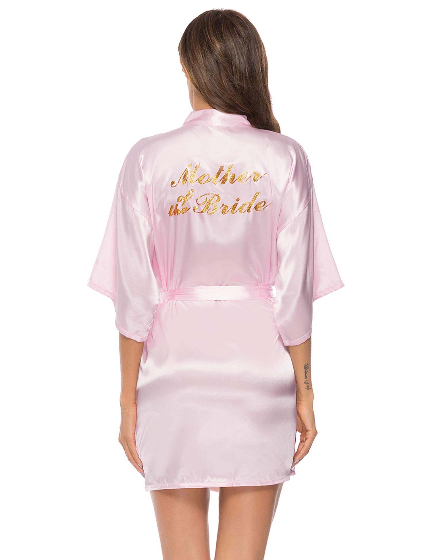 Vlazom Bride Robes Satin Dressing Gown B-champagne for Bridesmaid, L(UK 14-16 ) — view 9