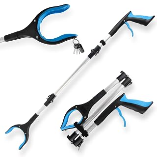 Outils de Ramassage, 91cm Pince telescopique Objet en Aluminium avec Tête Rotative 360° Poignée Ergonomique et Embouts Magnétiques pour la Collecte des Déchets (Bleu) - Amazon product rated Grade A