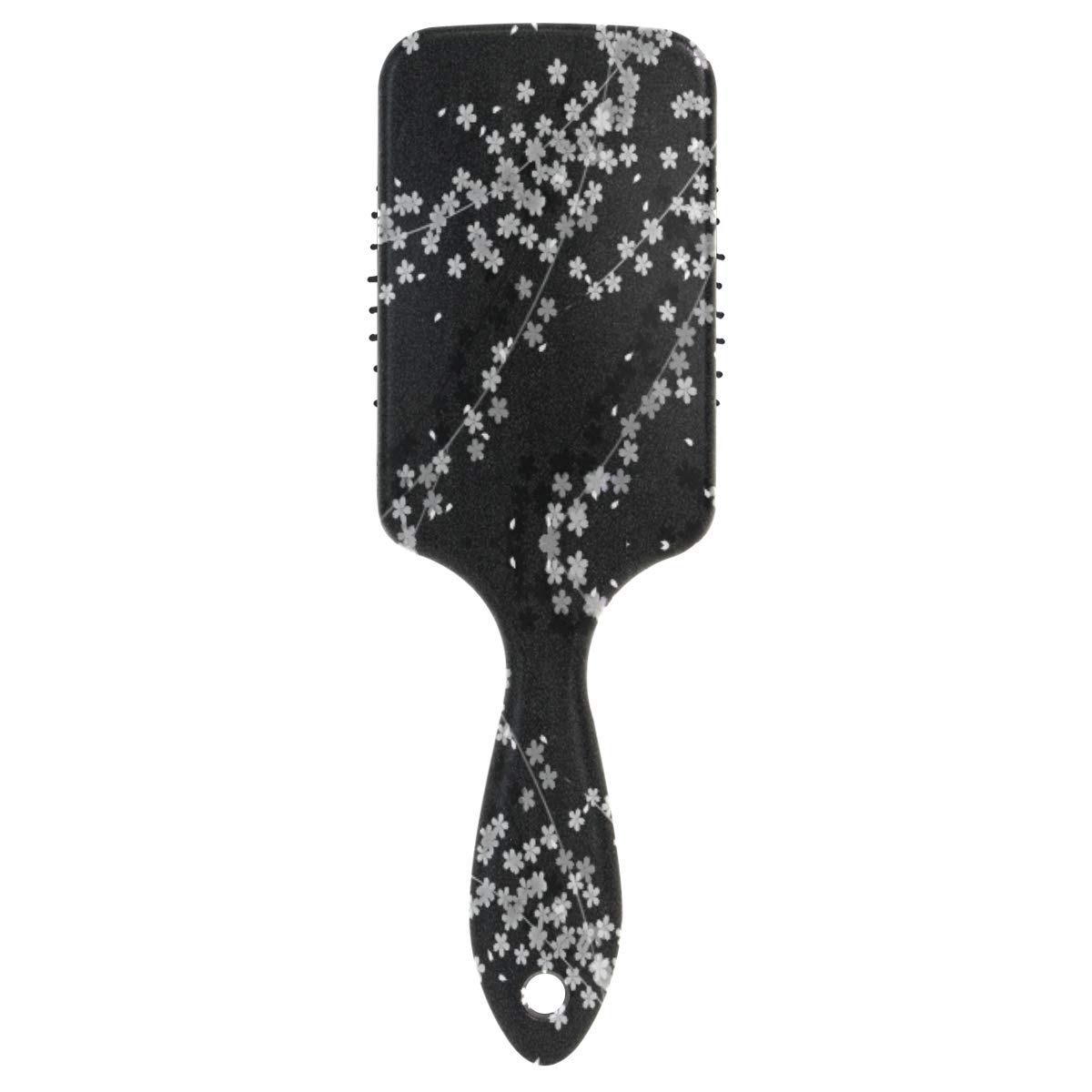 Japanese White Small Flower Hair Brush with Grip Handle Massage Scalp Plastic Hairbrush Detangler Vented Nylon Pins Air Cushion Comb Anti Static & Frizz, for Thick Curly Wet Dry Hair