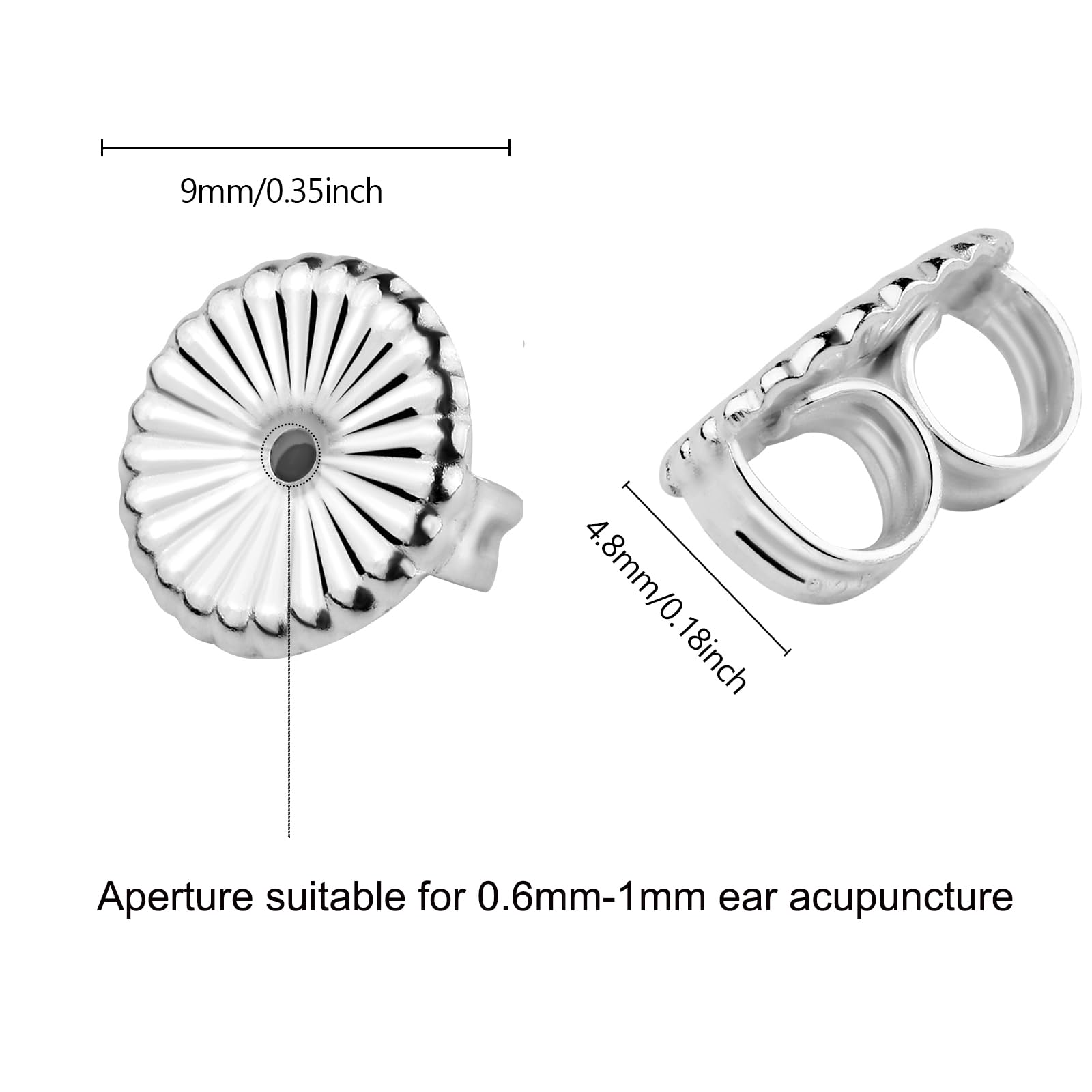 Earring Backs for Droopy Ears - 2 Pairs 925 Sterling Silver Jumbo Earring Backs Replacements for Heavy Earring,Secure Earring Lifters for Heavy Earring, Hypoallergenic Earring Backs for Studs