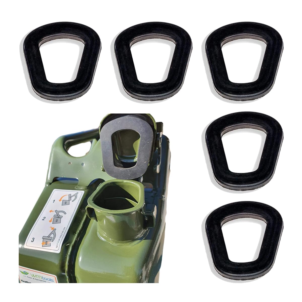 Lot De 10 Joints Caoutchouc Bec Bidon Carburant - Remplacement Universel Noir
