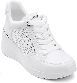 DKNY Women's Kalinda Studded Lace Up Wedge Sneaker