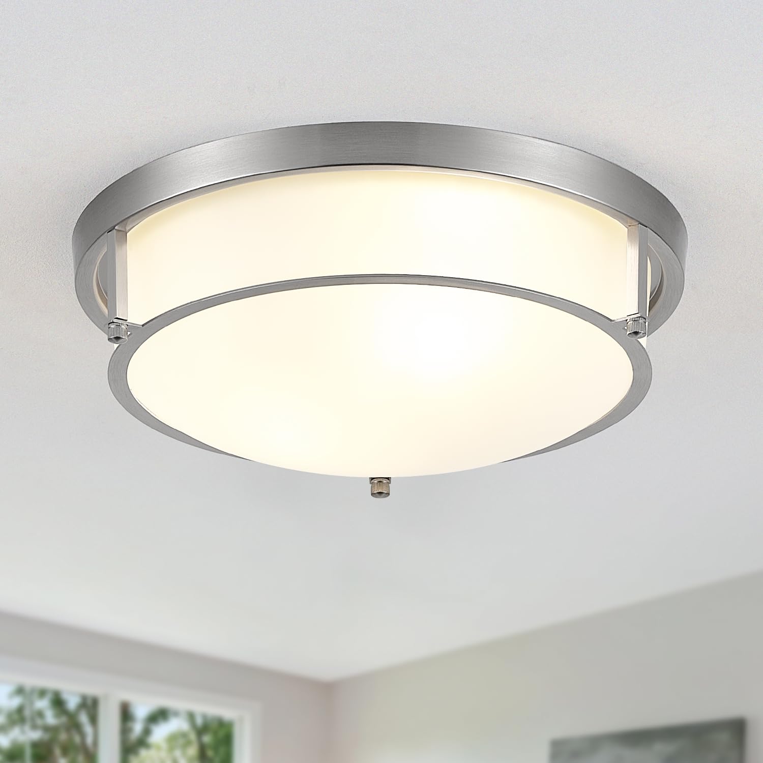 13 inch Flush Mount Ceiling Light, 2-Light Modern Ceiling Light with ...