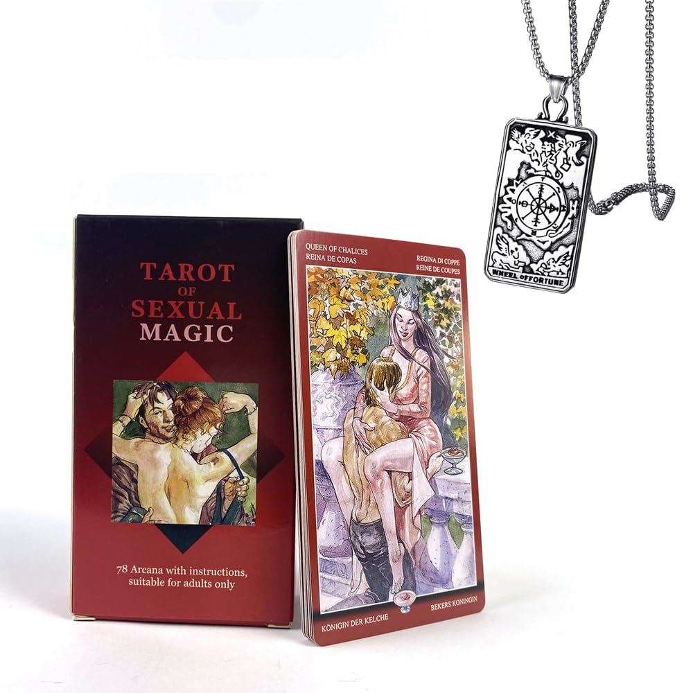 Of Sexual Magic Tarot Deck - 78 Cards Set - Size 12x7 cm Coated Paper - Simple Color Box Packaging - Perfect for Beginners - Includes Tarot Necklace