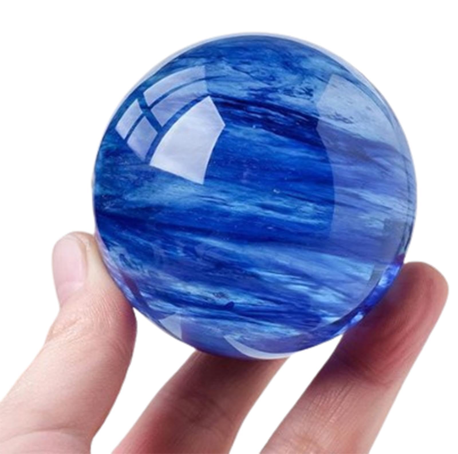RVBLRDSE Melting Blue Crystal Ball Quartz Sphere with Stand Gemstone Photography Display Ornaments for Home,10cm/3.9in Gemstone Stone