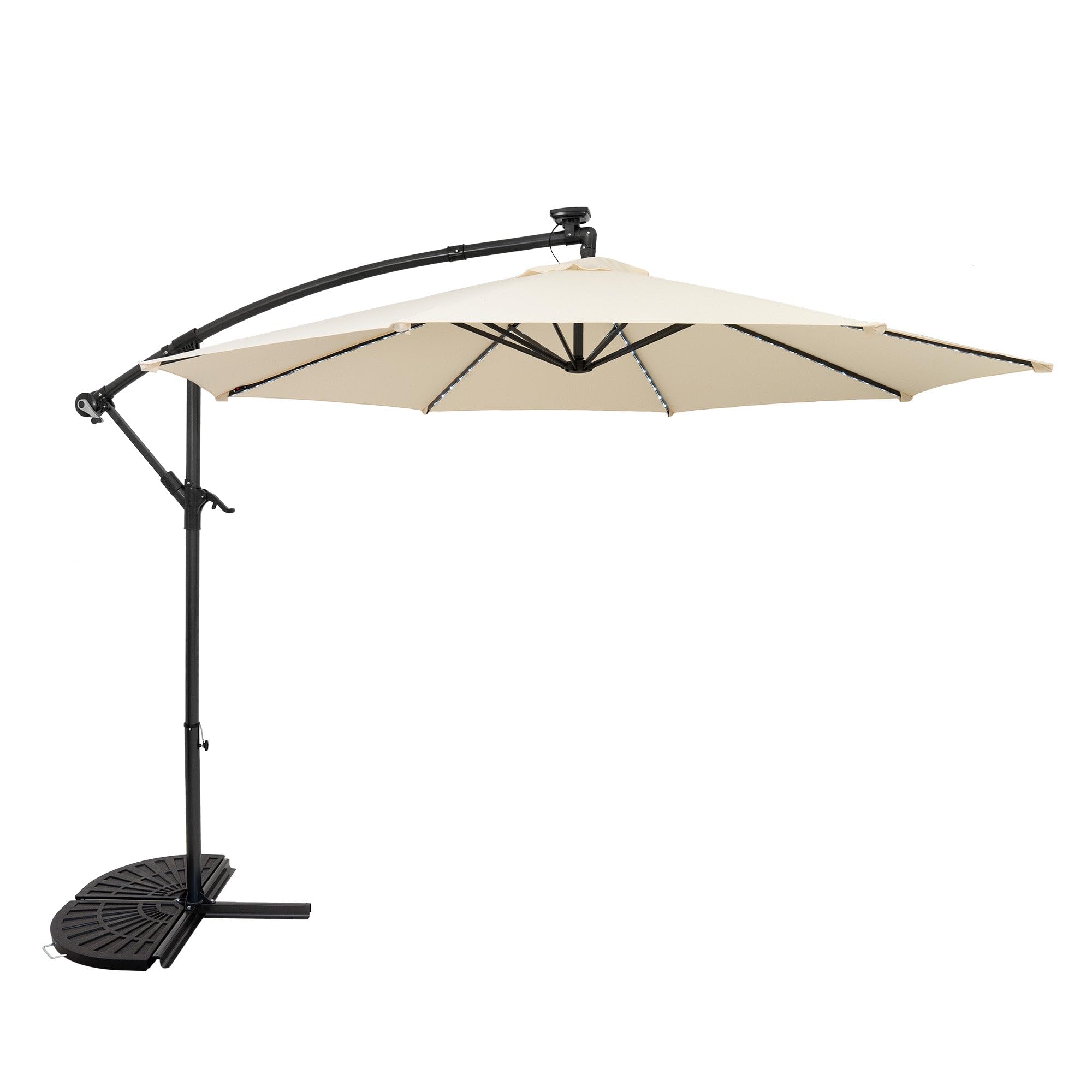 MonsterShop Led Cantilever Parasol 3M With Half Fan Base  Cream from B&Q