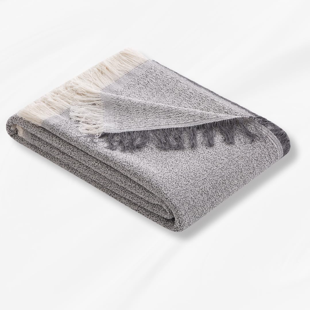 Lanovenanube Colcha Multiusos para sofá y Cama Kenya. Plaid cubrecama y cubresofa de algodón - poliéster. Manta Foulard cómoda y práctica. Medida 180x260 cm, Color Gris Marengo