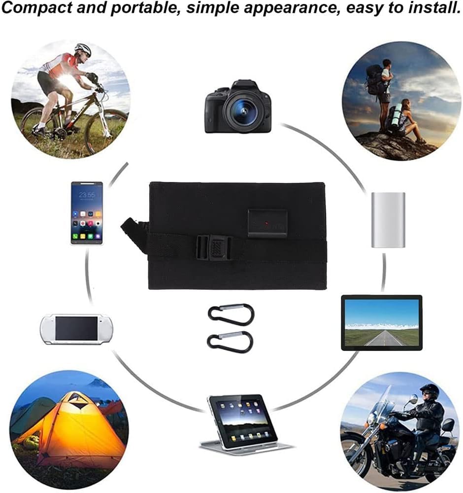 20W USB Cargador Solar Exterior Panel Solar Plegable Senderismo Camping Cargador Solar Batería Solar monocristalina Portátil Senderismo Camping Gear Panel (20W)