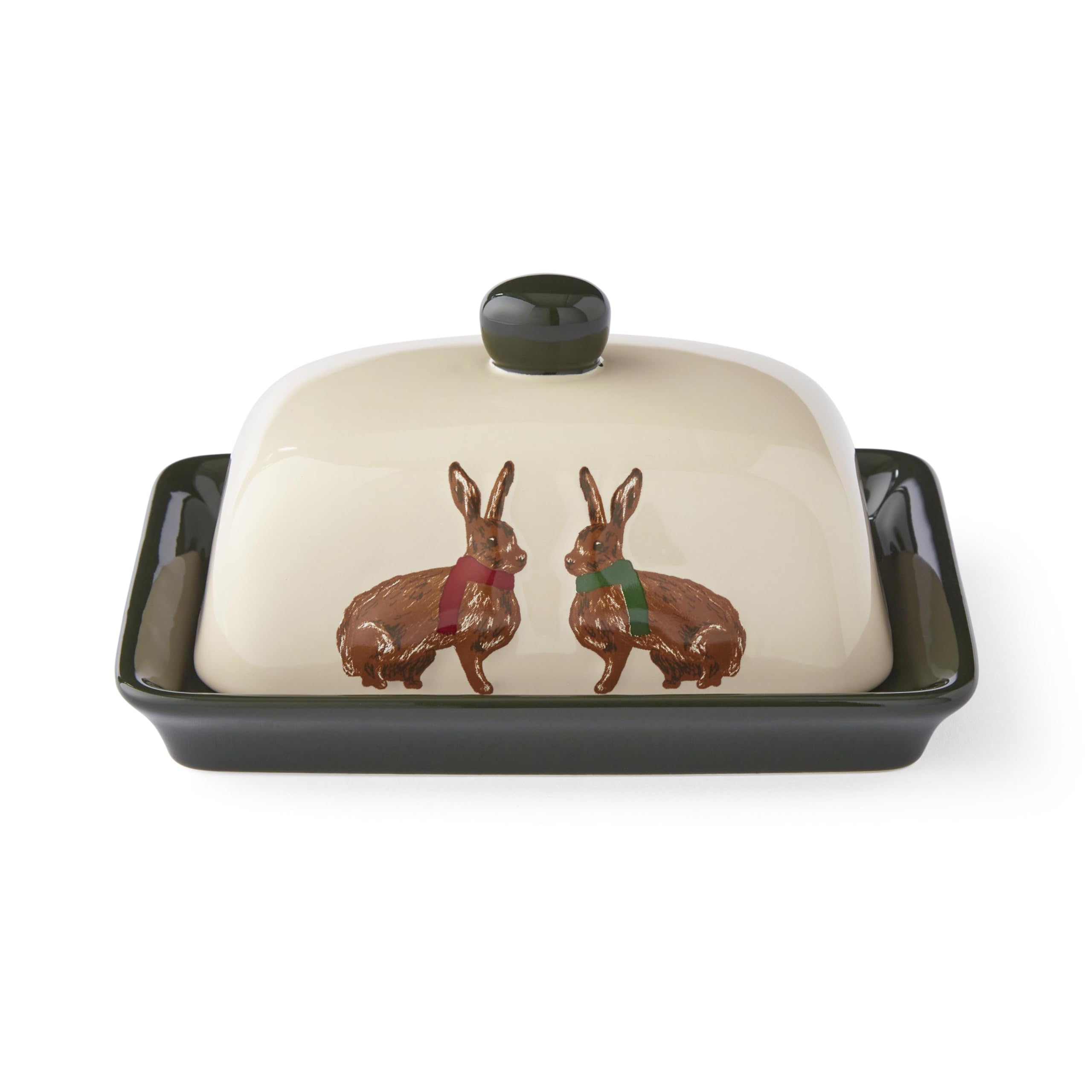 Cooksmart Christmas Heritage Hare Butter Dish with Glass Lid