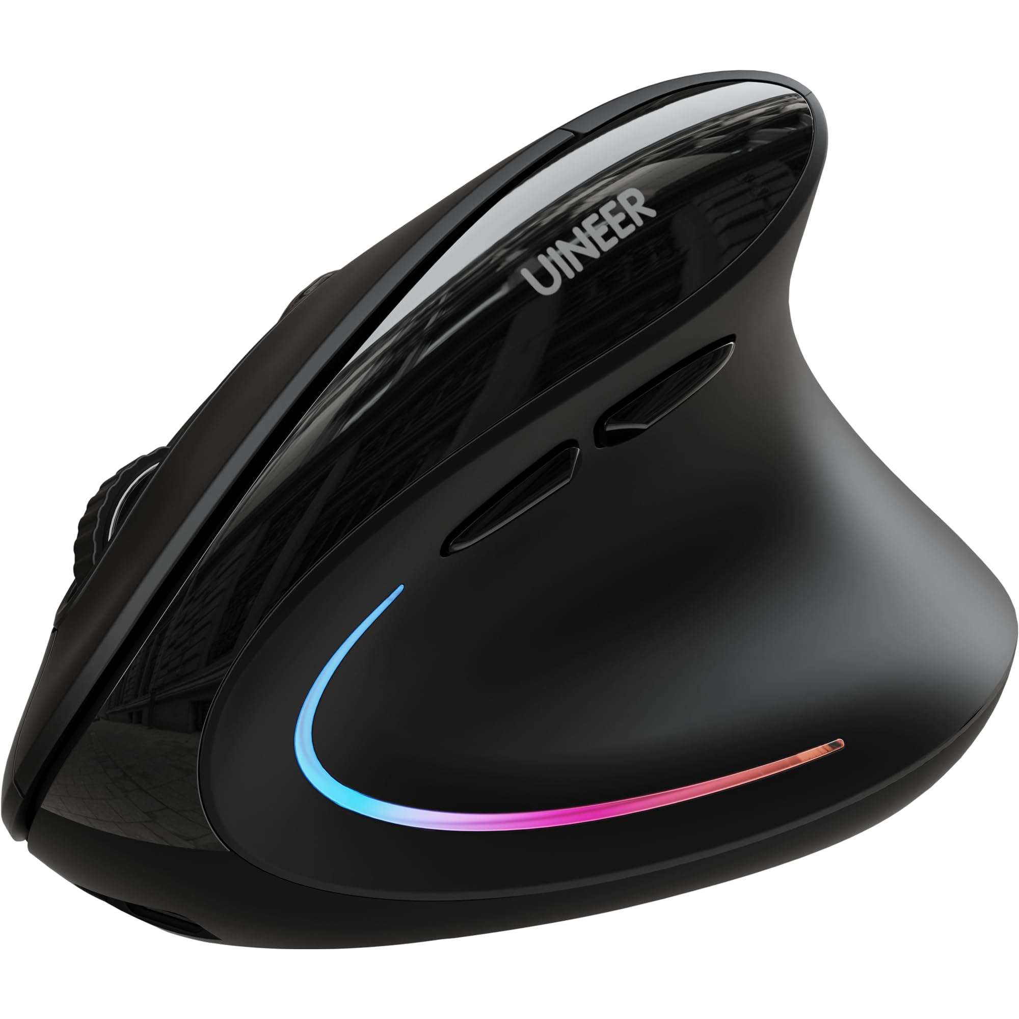 Uineer 縦型ワイヤレスマウス Bluetooth対応 手首の負担を軽減 人間工学デザイン 静音 Type-C充電式 3台接続 4段階DPI 7色ライト PC/Mac対応