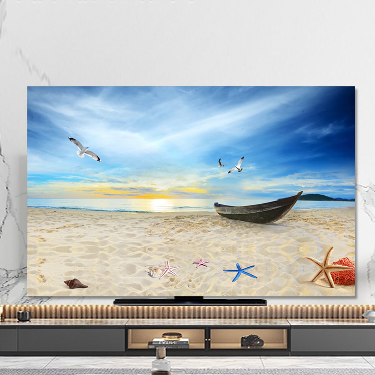 Funda protectora antipolvo for TV de 55 y 65 pulgadas, resistente al calor, for colgar en escritorio o como funda sobremesa(A,65in(152x92cm))