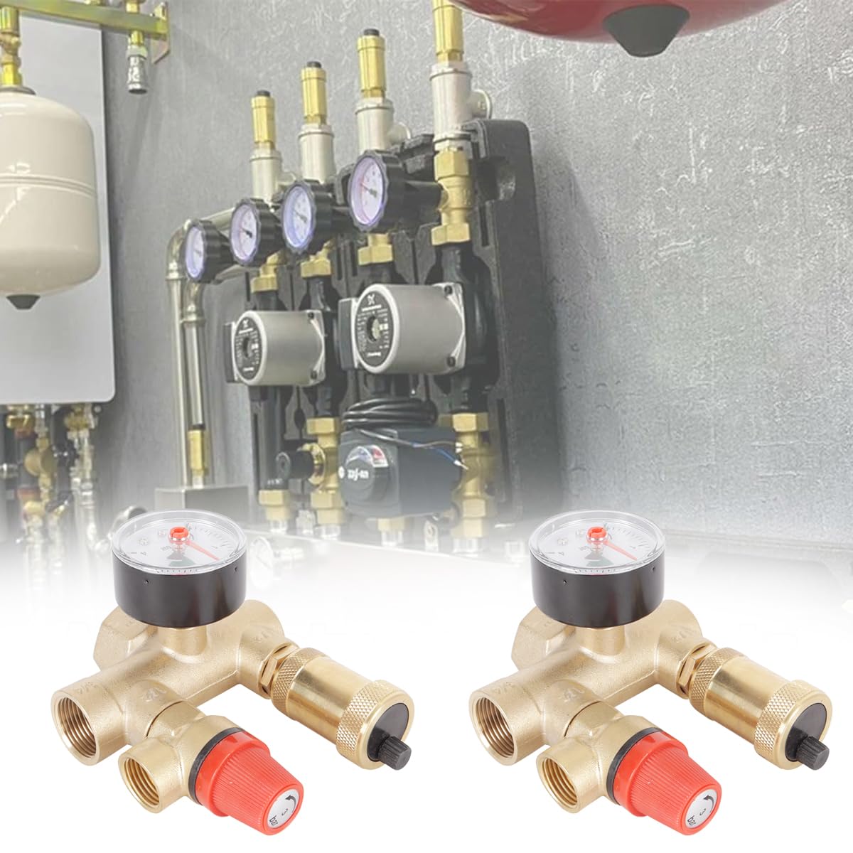 Alide Gruppo di sicurezza caldaia con manometro, valvola di sicurezza 3 bar, spurgo automatico, kit di protezione circuito riscaldamento in ottone (DN25)