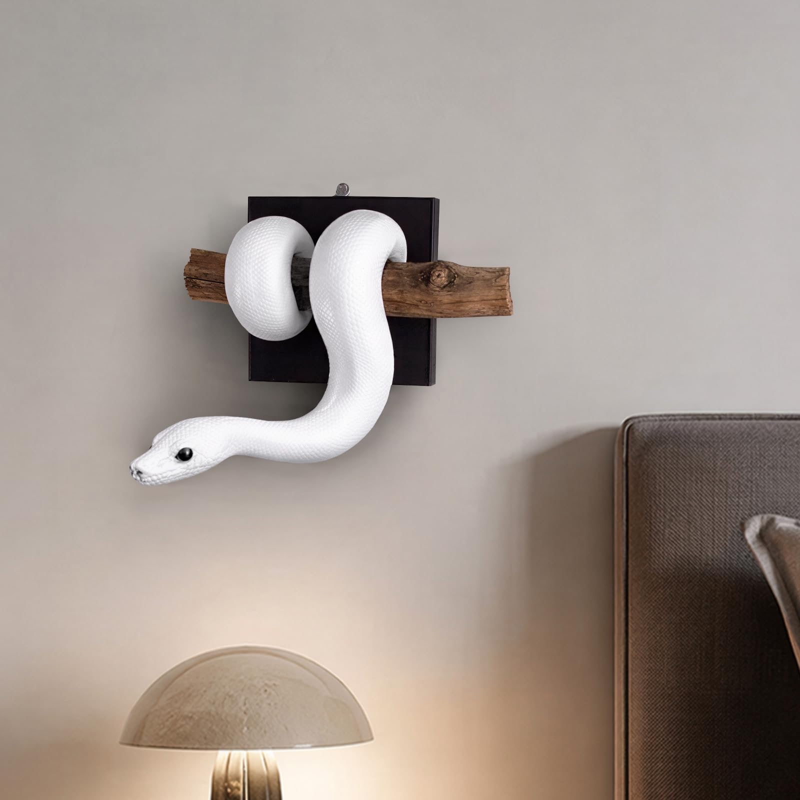 CRGANGZY Ball Python Wall Sculpture, Realistic Snake Wall Decor Resin Python Hanging Walls Art, 3D Snake Statue for Living Room Bedroom Home Decor
