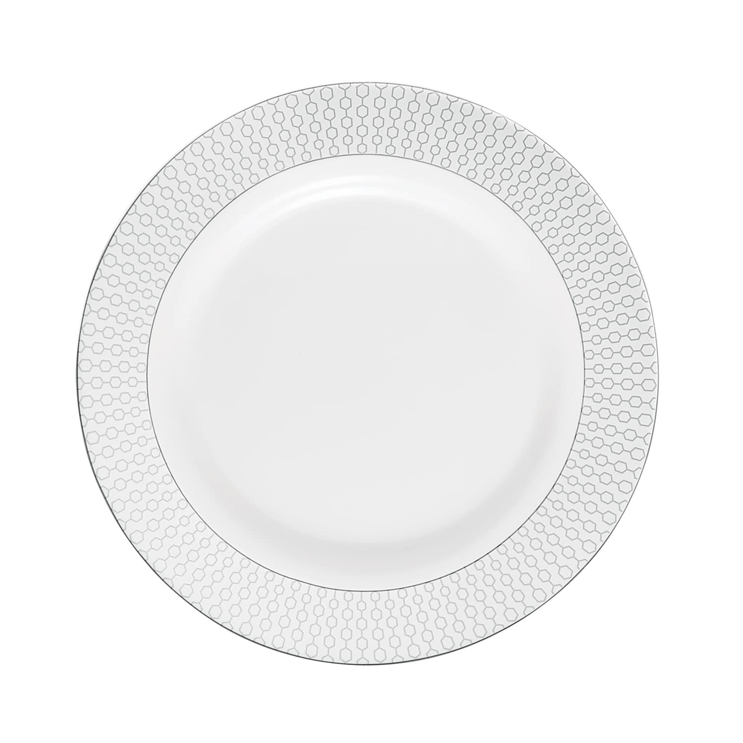 Royalford 11" Full Plate RF11752 Opalware, Food-Grade Plate with Elegant Hexagonal premium Collection Dishwasher-Safe and Freezer-Safe Microwave Oven Safe